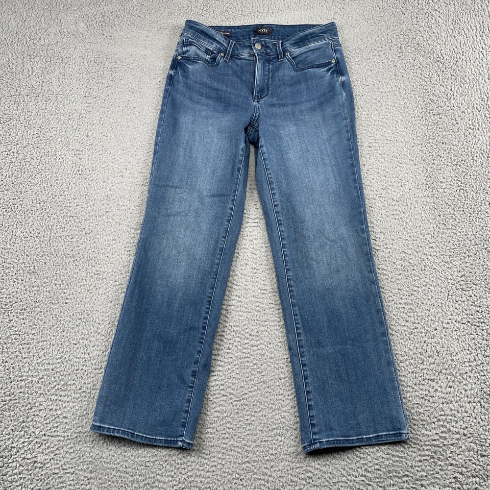 NYDJ Jeans Womens 8P Blue Marilyn Straight Lift Tuck Sure Stretch Denim Pants